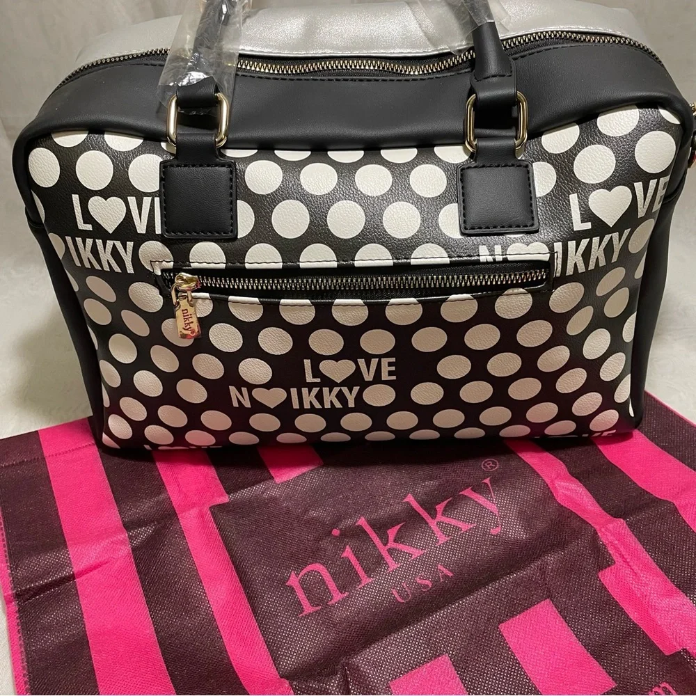 Nikky by Nicole Lee  Love Polka Dot Bowler/Crossbody Bag, NWT